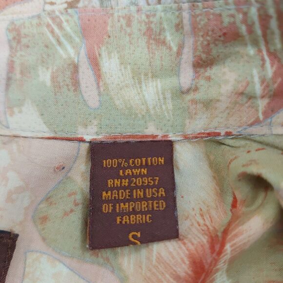 Tori Richard Hawaiian Shirt Mens Small Beige Short Sleeve 100% Cotton - Picture 11 of 11